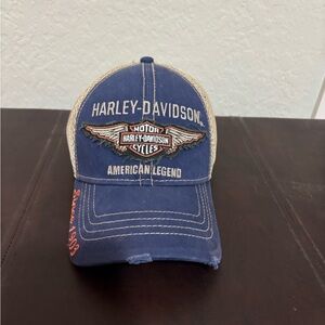 Harley-Davidson Blue and Beige Mesh Cap